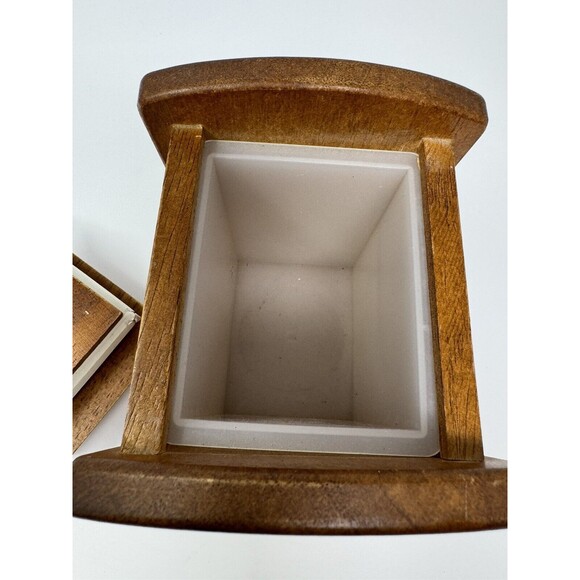 Square MCM Wood Canister Tobacco Jar Cookie Jar 6" x 4.25" - Picture 7 of 9